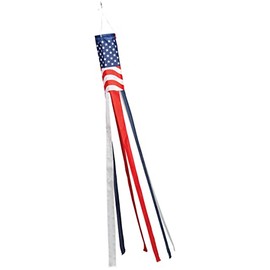 Lighted Patriotic Windsock, Crafted with Durable Polyester and Plastic Blend, Outdoor Décor - Measures 5" Long x 5" Wide x 60" High, by Holiday PeakTM