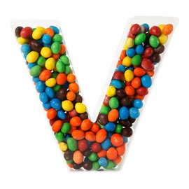 OAEUQ Fillable Alphabet Acrylic Tray Letter Candy Jar Reusable Party Food Jar with Magnetic Lid 10-Inch Sealed Decorative Box (V)