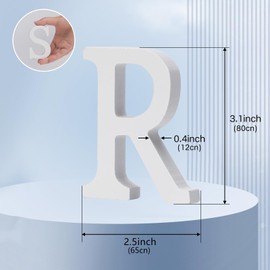 Wolwefa 3 Inch Wooden Letters - Standing White Wooden Alphabet Letters for Wall Decor, Birthday Party Crafts Projects