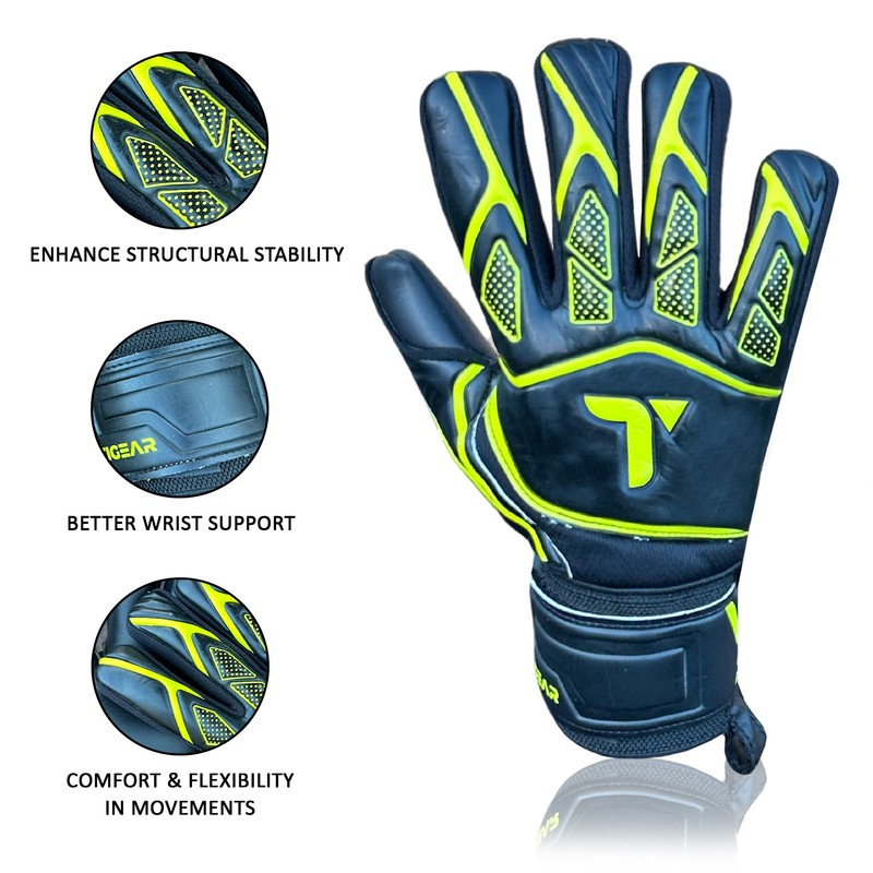 TIGEAR Vortex Series Goalkeeper Gloves (Black, 4)