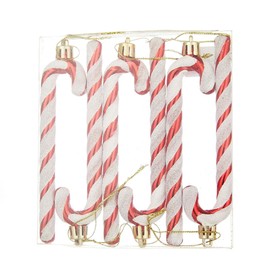 Pack of 6 Christmas Tree Pendants, Candy Canes, Christmas Tree Decoration, Costume Accessories, Novelty Christmas Hanging Ornaments, Glittering Pendants for Christmas Parties (Glittering)