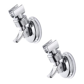 2 Pcs Shower Head Holder Adjustable Suction Cup Shower Head Bracket with Chrome Polished Shower Wall Bracket for Home Hotel Bathroom