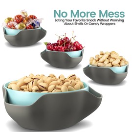Pistachio Bowl By Elevated Essentials - Double Dish Serving Bowl with Shell Storage - Perfect for Fruit, Nuts, Candy & Snacks