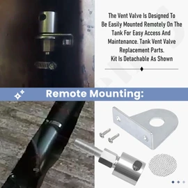 Remote Mount Vent Valve for Fuel Tanks - w/Mounting Valve Brackets, 5/16'' Barb Size Tank Vent Line Replacement Part, Detachable Easy Installation