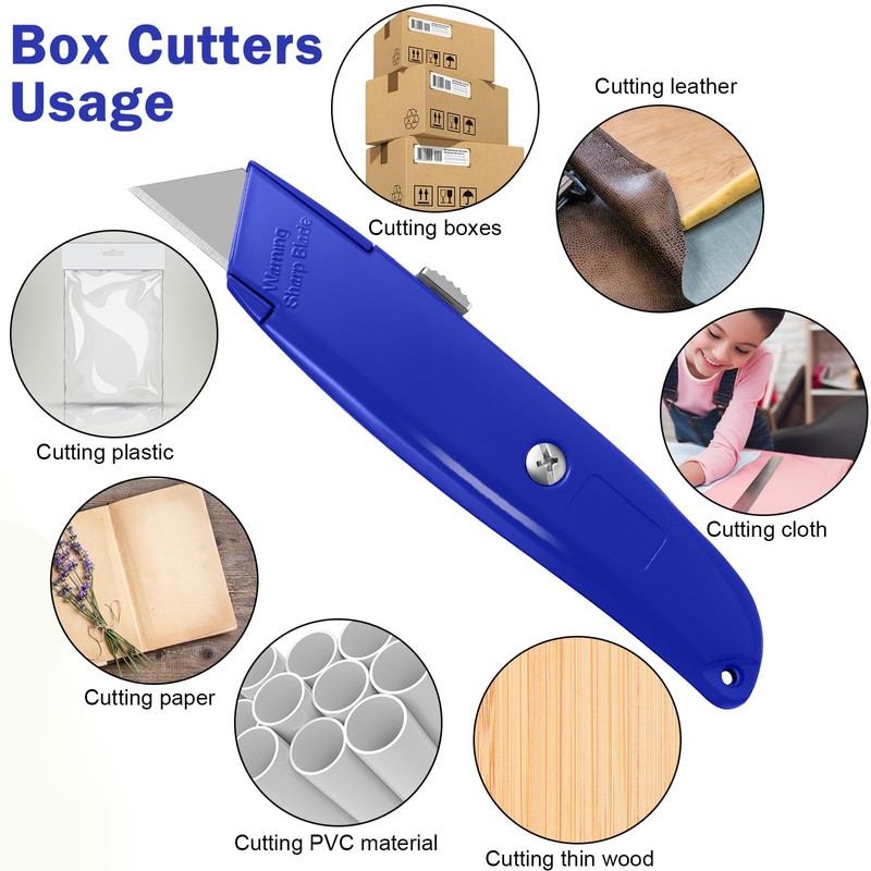 Lasnten 12 Pcs Box Cutter Bulk Retractable Utility Knife Heavy