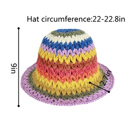 Minache Foldable Wide Brim Colorful Crochet Straw Hat Outdoor Sun Visor Hat UPF 50+ Summer for Women Girl， B-style1