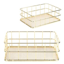 Organizador de la cesta del organizador de la cesta de almacenamiento de hierro dorado para el hogar, gabinetes de cocina, congelador, dormitorio, baño(Small)