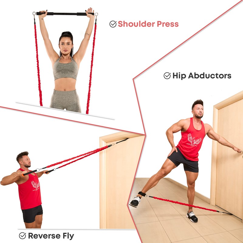 Full Workout Resistance Bar for Exercise, Squat, Biceps, Triceps, Shoulders,