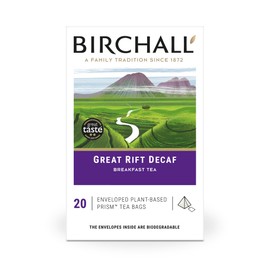 Birchall Tea | Great Rift Decaf | Black Tea | 1 Pack of 20 Enveloped Plant-Based Prism Tea Bags