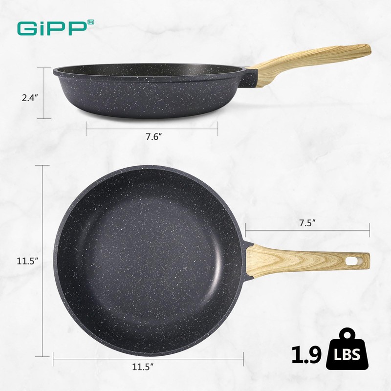 GiPP Nonstick Frying Pan Skillet - 11" Grey Granite Non