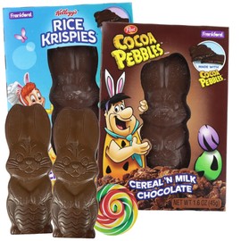 Limited Edition Milk Chocolate Rice Krispies and Cocoa Pebbles Bunny, Smooth and Creamy Easter Candy, Basket Stuffer Treats, 1.6 Ounces (Pack of 2)