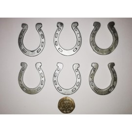 6 Handmade Edible Lucky Silver Horseshoes, Cupcake Sugarpaste Decorations by Fairie Blessings