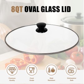 8 Qt Oval Glass Slow Cooker Replacement Lid, Compatible with Crockpot SCCPVFC800-DS-BR and Hamilton Beach 33480