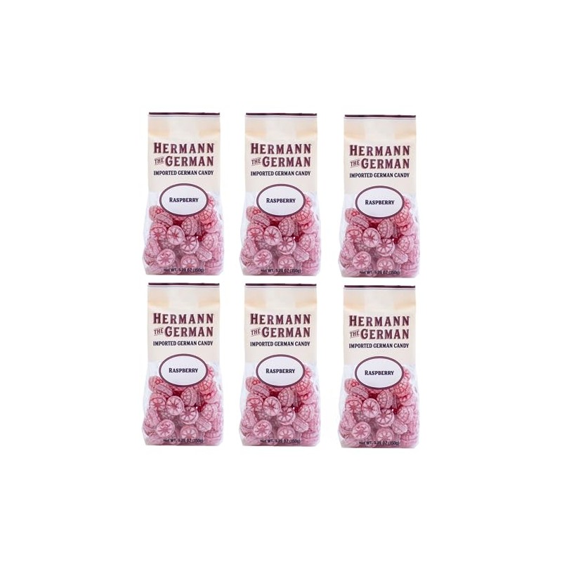 6-Pack Hermann the German Hard Candy 5.29-ounce Bags (6-Pack Raspberry)