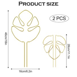 Pack of 2 Plant Supports, Gold Climbing Plant Clips, Plant Support Monstera, Plant Support in Leaf Design, Plant Support Shrub Holder, for Thriving Plant Growth (Gold)