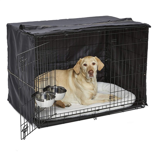 MidWest Homes for Pets iCrate Dog Crate Starter Kit 42-Inch Ideal for Large Dog Breeds (weighing 71 - 90 Pounds) Includes Crate With Cover, Pet Bed, 2 Dog Bowls