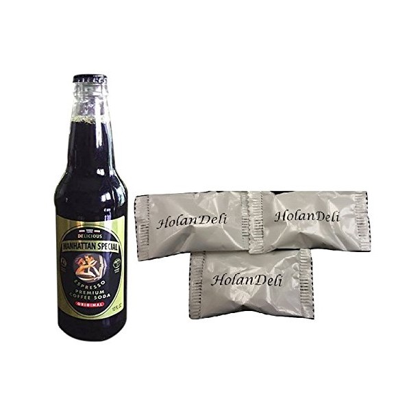 (Pack of 5) Manhattan Special ESPRESSO SODA FROM BROOKLYN "Passaro's Famous, 12-Ounce Glass Bottle . Includes Our Exclusive HolanDeli Chocolate Mints