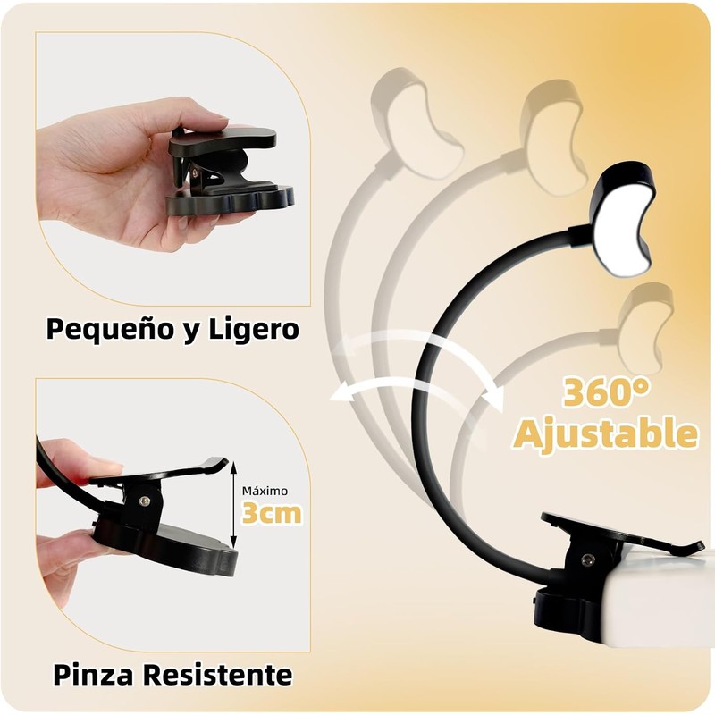 Luz de Lectura Recargable 12 LED MUNDO TODO JB255-N