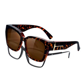 CIYIN Polarised Sunglasses, Sunglasses for Glasses Wearers, UV400, Protection Anti-Glare Overtop, Fit Over Glasses, Protection Oversized, brown