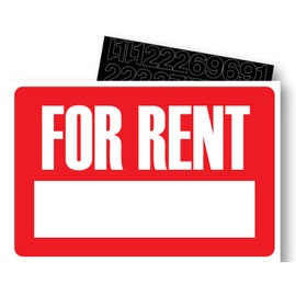Headline Sign 9399 for Rent with Stick-On Numbers, 8-Inch by 12-Inch