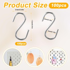 NQEUEPN 100pcs Small S Hooks for Hanging, Mini S Shaped Hook Stainless Steel S Shaped Hooks with Storage Box S Ornament Hooks for DIY Crafts Jewelry Key Chain Tags (Silver)