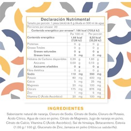 Electrolitos sin azúcar en polvo Magnesio y potasio 20 Sobres Naranja