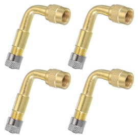 PATIKIL 90 Degree Valve Stem Extension, 4 Pcs Universal Tire Valve Stem Extenders Adaptor Compatible for Cars Bicycles Motorcycles Trailers RV Leisure Vehicles, Gold