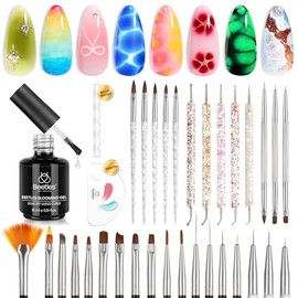 Beetles - Juego de 31 pinceles para arte de uñas, juego de uñas de gel transparente UV Led Aura, para efecto de propagación, mármol natural, piedra na