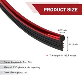 MOXRUQ Car Interior Moulding Trim Strip, 32.8ft Electroplating Car Interior Filler Insert Strips for Door Dashboard, Molding Line, DIY Vehicle Interior Flexible Strip with Install Tool (Red)