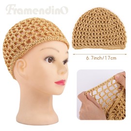 Framendino, paquete de 4 redes de malla de ganchillo para el pelo de punto de rayón, redecillas para el pelo, adorno para dormir nocturno, accesorios para el cabello (4 colores)