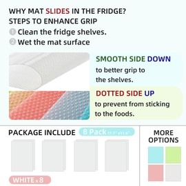 FinalNest 8Pcs Refrigerator Mats, Waterproof Non-Slip EVA Refrigerator Liner Pads Drawers Shelves Cabinets Storage Kitchen and Placemats-T-8-1