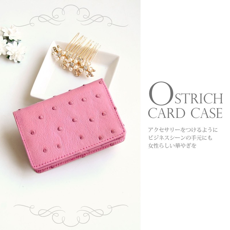 Sankyo Shokai Ostrich Leather Business Card Holder, Full Point Card