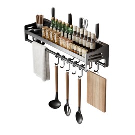Vireldora utensil hanger, wall mounted kitchen rail with hooks, waterproof hooks for kitchen utensils, easy installation without drilling (23.6 inches, Cup, 1)