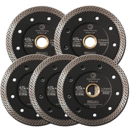 Whirlwind USA 4.5 Inch Diamond Tile Blade 5PC Super Thin Tile Saw Diamond Blades for Cutting Porcelain Tiles Granite Marble (4.5 Inch-5PC)