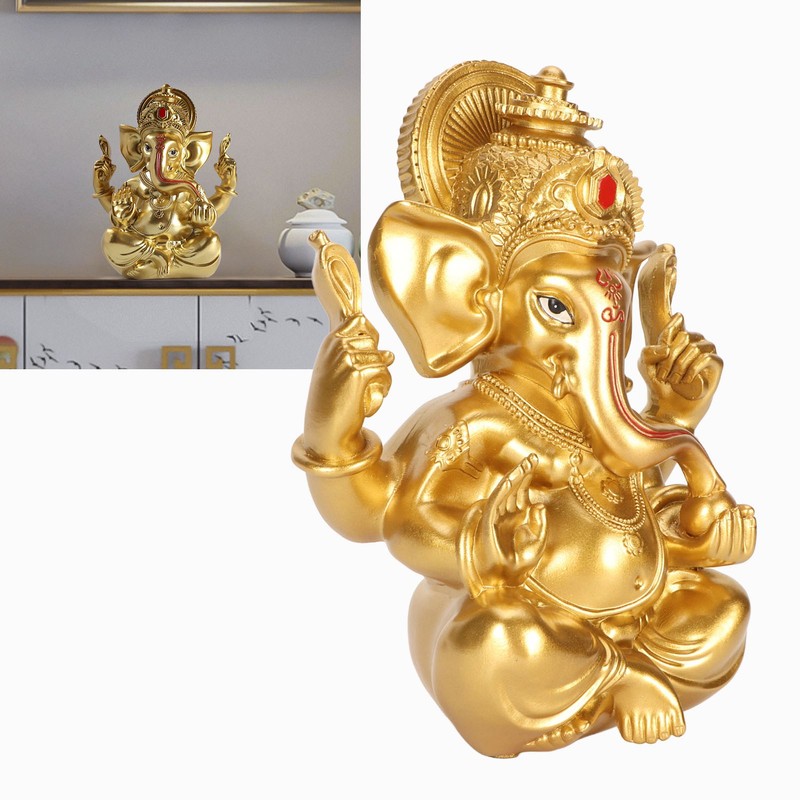 Indian Ganesha Statue Elephant Hindu God Sculpture Resin Decorative Indian