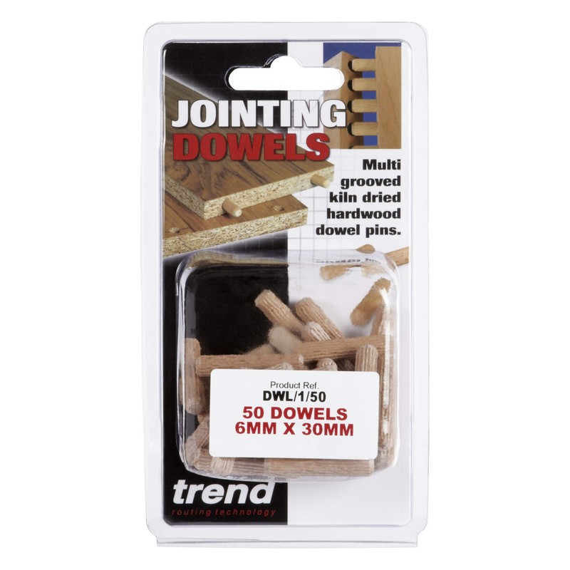 Trend Pack of 50 Beech Wood Dowels 6mm Diameter x