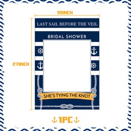 LaVenty - Decoraciones náuticas para despedida de soltera, accesorios náuticos para cabina de fotos para despedida de soltera, obtén Nauti última vela antes del velo (azul)