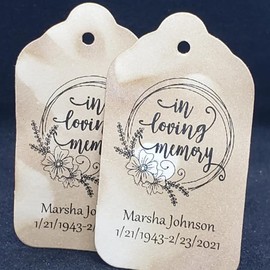 In Loving Memory set of 25 Tags (my MEDIUM tag 1 3/8" x 2 1/2") Memorial Favor Tag Memorial tag, in memory of