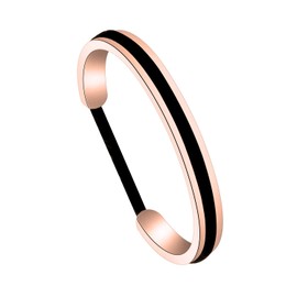 Zuo Bao Hair Tie Bracelet Stainless Steel Grooved Cuff Bangle for Women (No Words-Rose Gold)