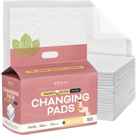 Organic Cotton Disposable Changing Pad Liners | XL-Large (30x18) Hypoallergenic Super Soft Ultra Absorbent & Waterproof Quilted Underpads for Baby Diaper Table & Travel, Leak Proof, Mess Free, 50-Pack