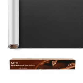 ILOFRI 16x30'' Self Adhesive Leather Repair Patch Tape, Vinyl and Leather Repair Kit for Couches, Furniture, Car Seat, Boat Seat, Sofa, Vinyl Upholstery, Chair, Interior (Dark Black)