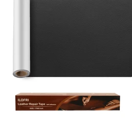 ILOFRI 16x30'' Self Adhesive Leather Repair Patch Tape, Vinyl and Leather Repair Kit for Couches, Furniture, Car Seat, Boat Seat, Sofa, Vinyl Upholstery, Chair, Interior (Dark Black)