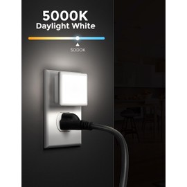 L LOHAS LED Night Lights Plug into Wall 2-Pack, 0.3W Plug in Night Light, Dusk to Dawn, 5000K Daylight White Bright Nightlight Auto-On/Off for Adults Kids Room Bedroom Bathroom Hallway Kitchen Non-Dim