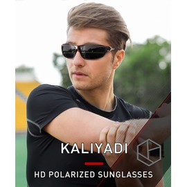 KALIYADI Mens-Sunglasses Sports-Sunglassses for Men: Polarized Sunglasses with UV Protection for Running Fishing Driving