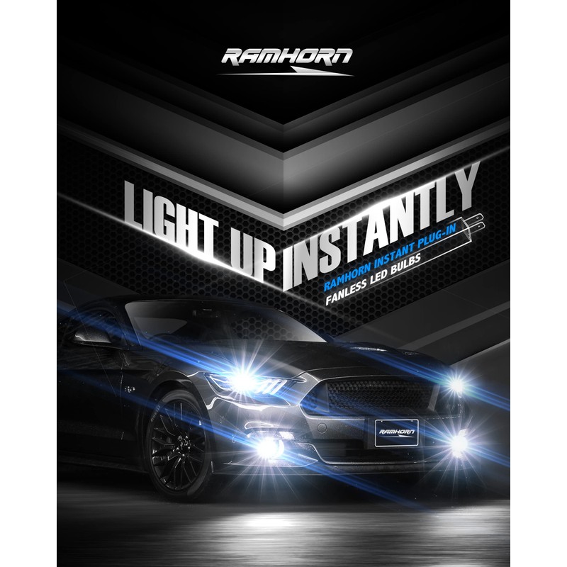 RAMHORN 9005 H11 Light Bulbs Combo, HB3 H8 H9 Instant