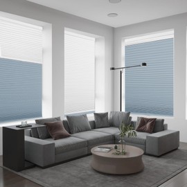 Changshade Custom Day Night Cellular Shades No Drill No Tools, Blackout/Light Filtering Double Honeycomb Blinds for Indoor Windows, Pull Down Shades for Home, Bedroom, Office, Blue