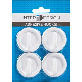 interDesign Utility Hooks, Self-Adhesive Organizers for Entryway, Kitchen, Bathroom, Office - Set of 4, White