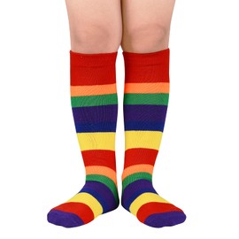 Kids Socks Toddler Socks Soccer Socks kids Knee High Socks for Boys and Girls Colorful Rainbow 1 Pack
