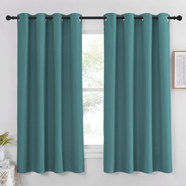 NICETOWN Cortina Corta Opaca para Ventana pequeña, Color Verde Azulado, para decoración del hogar, decoración de Ventana, diseño Moderno para Cocina, habitación(Pato Verde, 1 Piezas, 132 x 160 CM)