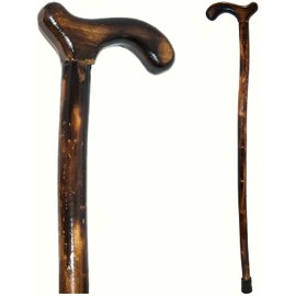 RMS Wood Cane - 36 Inches Natural Wood Walking Stick - Handcrafted Wooden Offset Cane for Men or Women (Smooth Derby Handle)